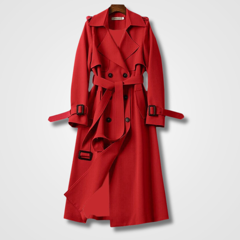 Women’s Classic Belted Trench Coat with Buckle Cuffs