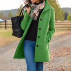 Women's Button-Front Notch Collar Wool-Look Coat