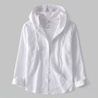 Men’s Striped Hooded Button-Up Shirt with Drawstring