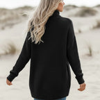 Women’s Waffle Knit Open-Front Cocoon Cardigan with Pockets