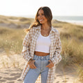 Women’s Oversized Gingham Check Longline Shirt Jacket