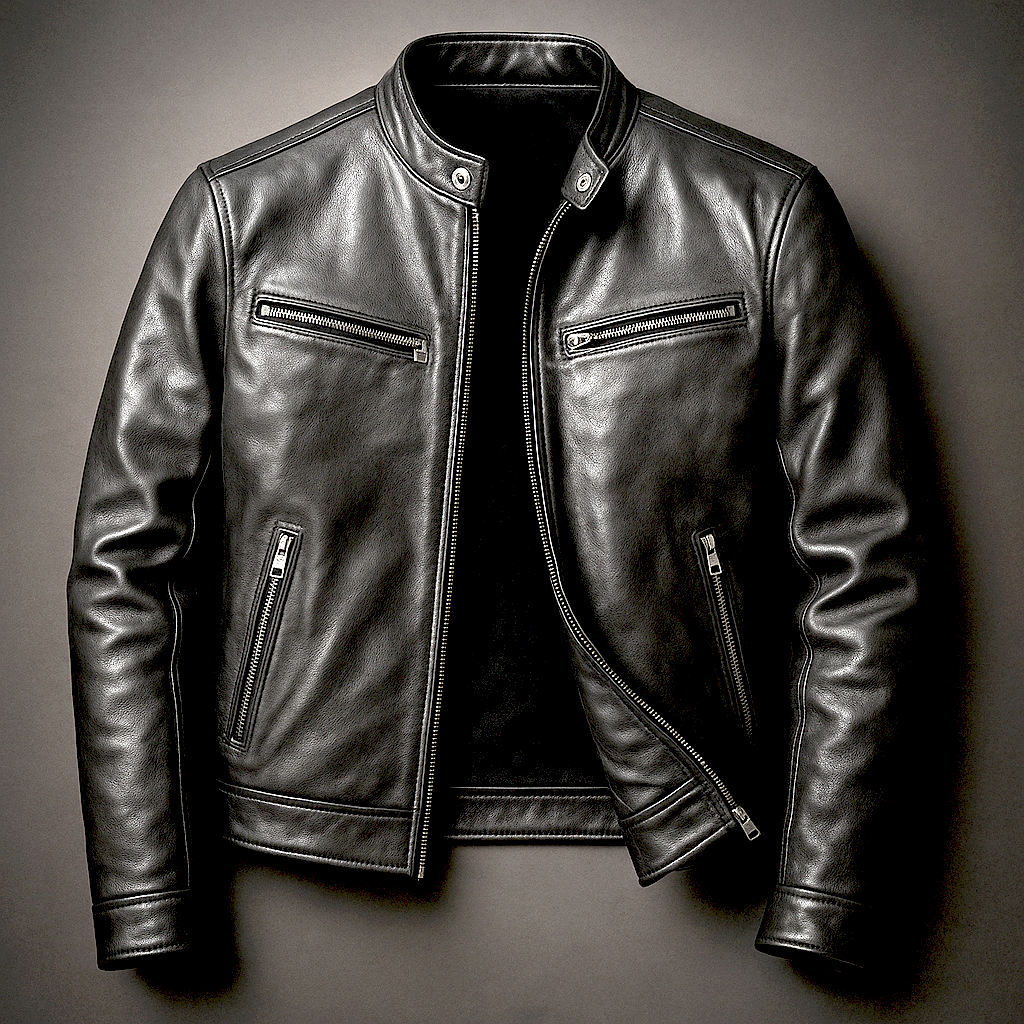 Men’s Vintage Burnished Faux Leather Racer Jacket