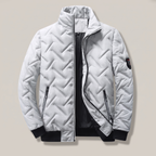 Men’s Chevron Quilted Stand Collar Bomber Jacket