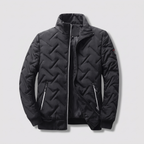 Men’s Chevron Quilted Stand Collar Bomber Jacket