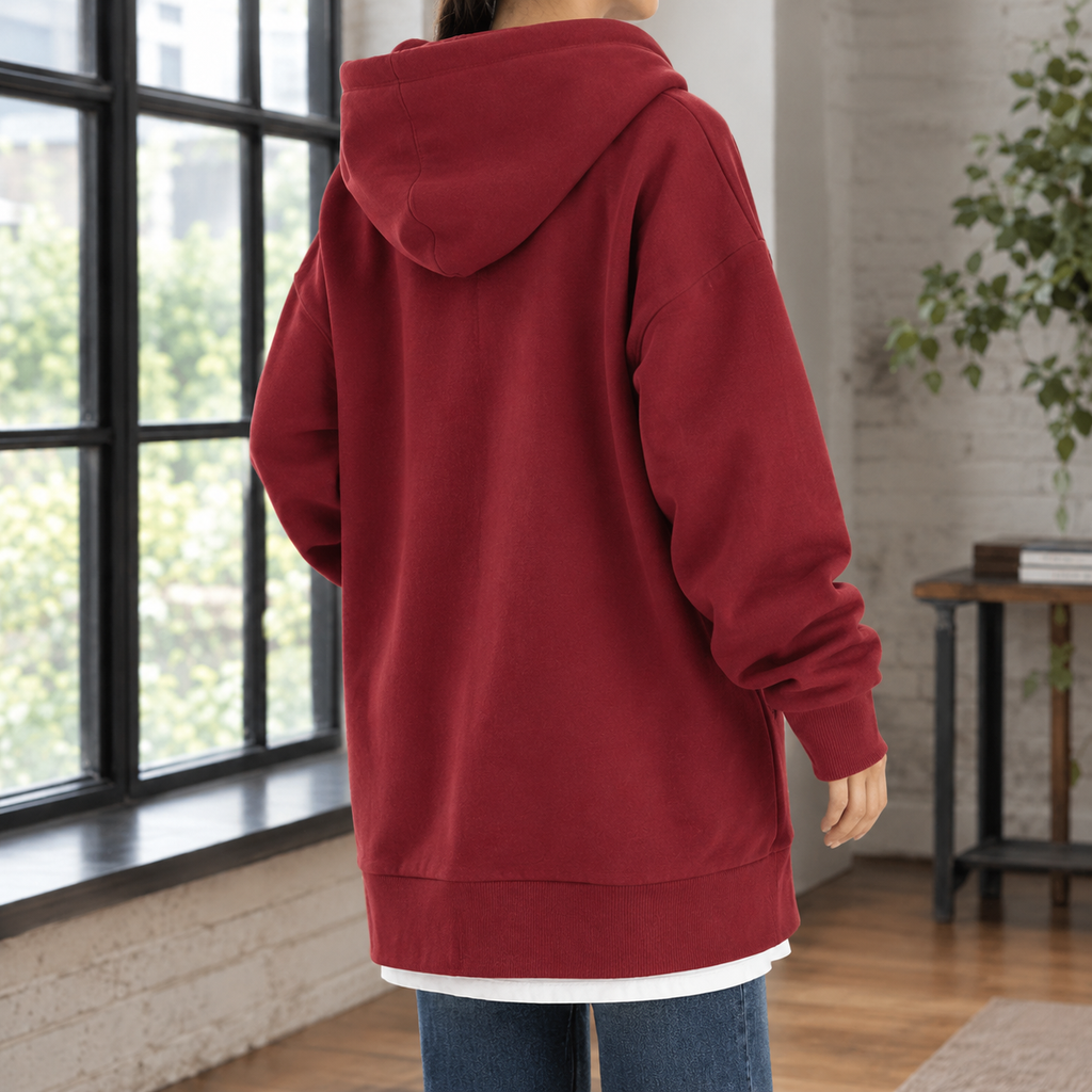 Women’s Oversized Longline Zip-Up Hoodie