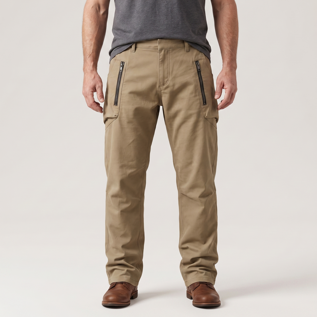 Men’s Straight Leg Tactical Trousers with Zip Pockets