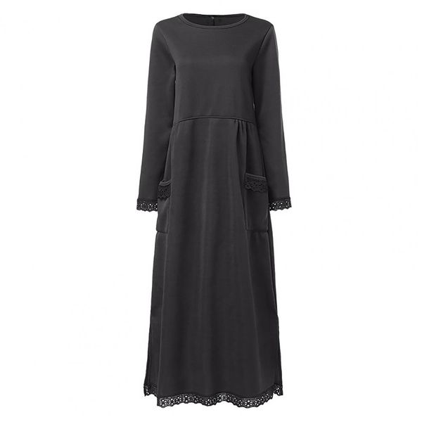 Women’s Lace Trim Long Sleeve Maxi Dress
