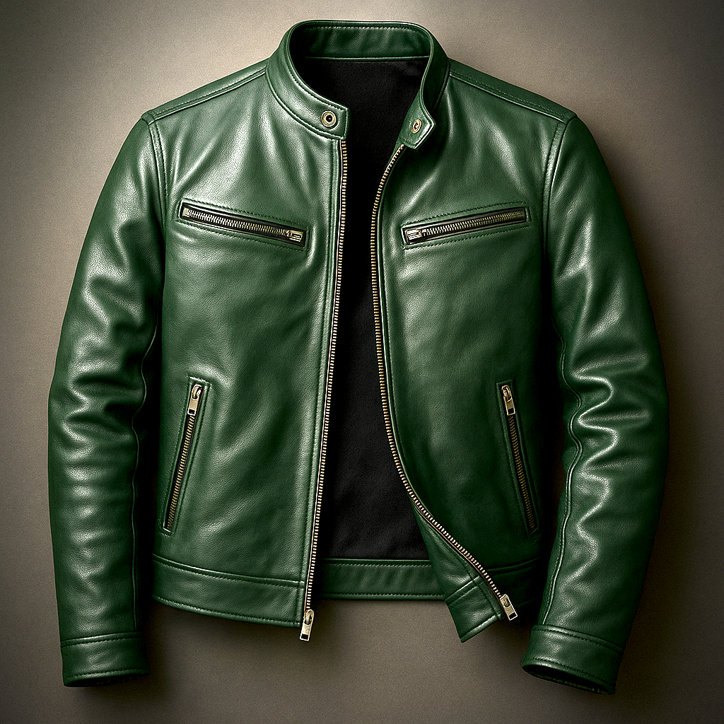 Men’s Vintage Burnished Faux Leather Racer Jacket