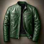 Men’s Vintage Burnished Faux Leather Racer Jacket