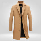Men’s Longline Notch Lapel Single-Breasted Overcoat