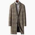 Men’s Windowpane Check Longline Overcoat