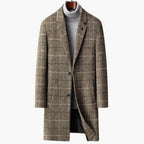 Men’s Windowpane Check Longline Overcoat
