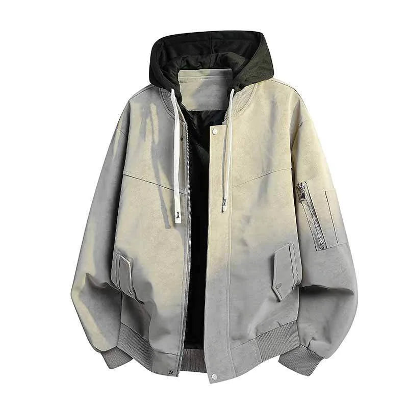 Men’s Vintage Washed Hooded Bomber Jacket