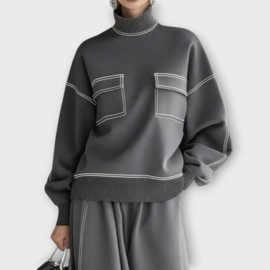 Women’s Knit Mock Neck Sweater and Midi Skirt Set