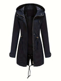 Women’s Hooded Drawstring Waist Parka Jacket