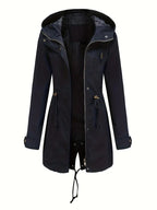 Women’s Hooded Drawstring Waist Parka Jacket