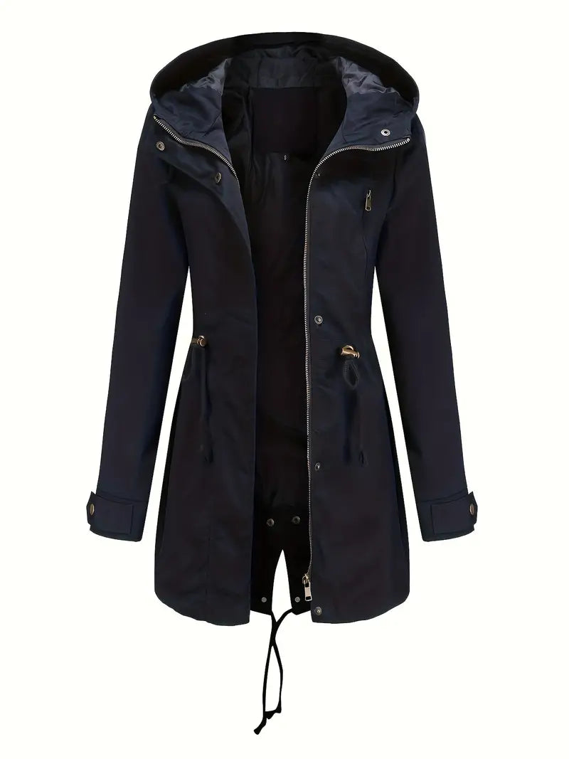 Women’s Hooded Drawstring Waist Parka Jacket