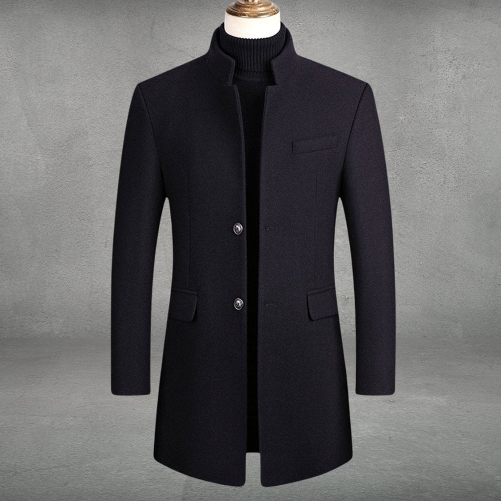Men’s Stand Collar Slim Fit Tailored Overcoat