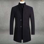 Men’s Stand Collar Slim Fit Tailored Overcoat