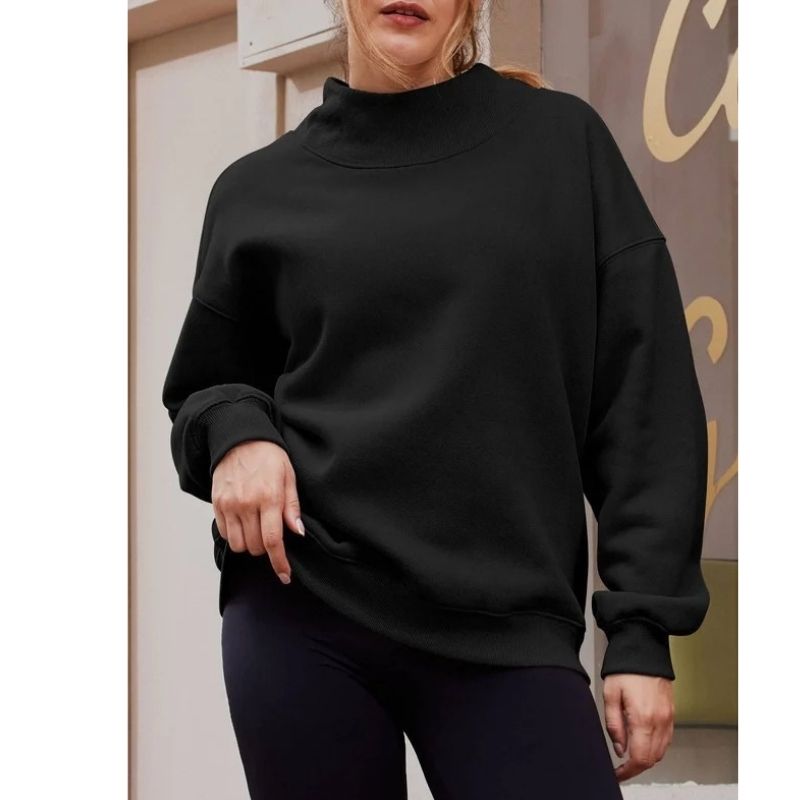 Women’s Oversized Mock Neck Fleece Lined Sweatshirt