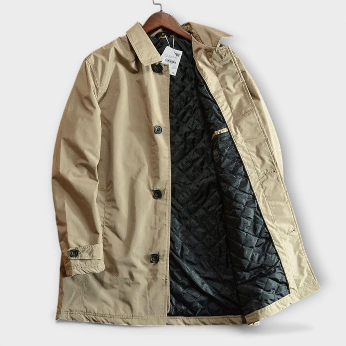 Men's Longline Button-Front Trench Style Coat