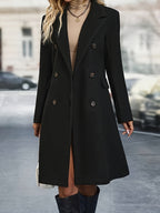 Women’s Textured Double-Breasted Midi Coat