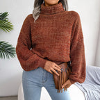 Women’s Marled Knit Cropped Turtleneck Sweater
