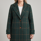 Women’s Windowpane Check Single-Breasted Coat