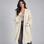 Women's Chunky Knit Longline Open-Front Cardigan