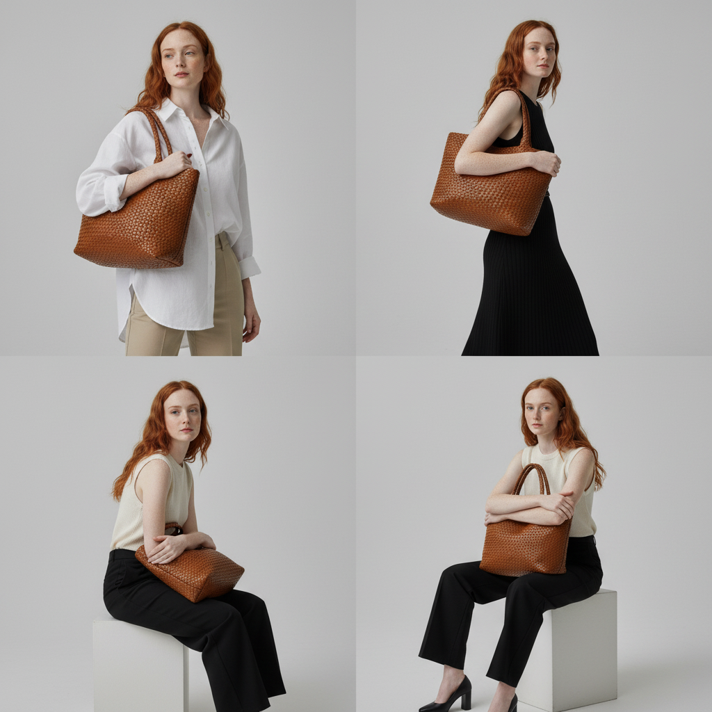 Women’s Hand-Woven Faux Leather Tote Bag