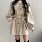 Women’s Belted Balloon Sleeve Coat