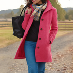 Women's Button-Front Notch Collar Wool-Look Coat