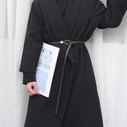 Women’s Skinny Leather-Look Waist Belt with Metallic Hook Buckle