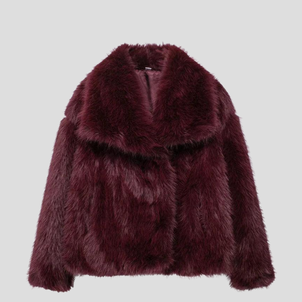 Women’s Oversized Collar Faux Fur Short Coat