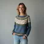 Women's Fair Isle Yoke Knit Round Neck Sweater