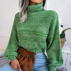 Women’s Marled Knit Cropped Turtleneck Sweater
