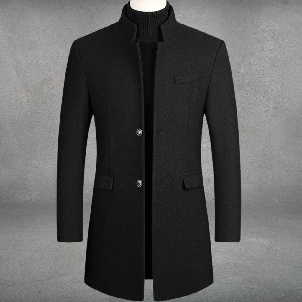 Men’s Stand Collar Slim Fit Tailored Overcoat