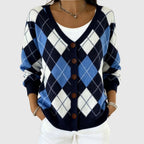 Women's Colorblock V-Neck Button-Front Cardigan