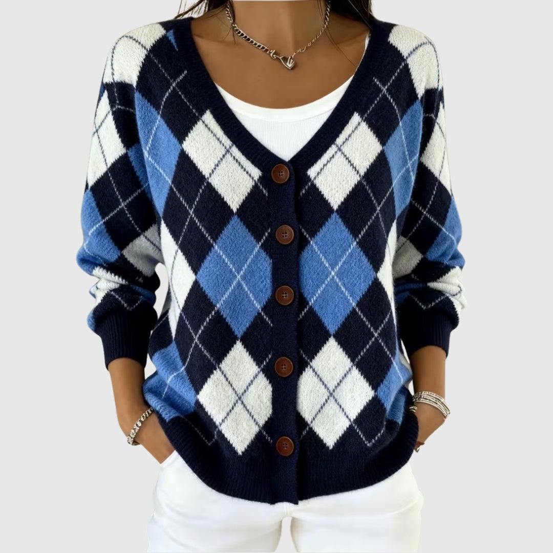 Women's Colorblock V-Neck Button-Front Cardigan