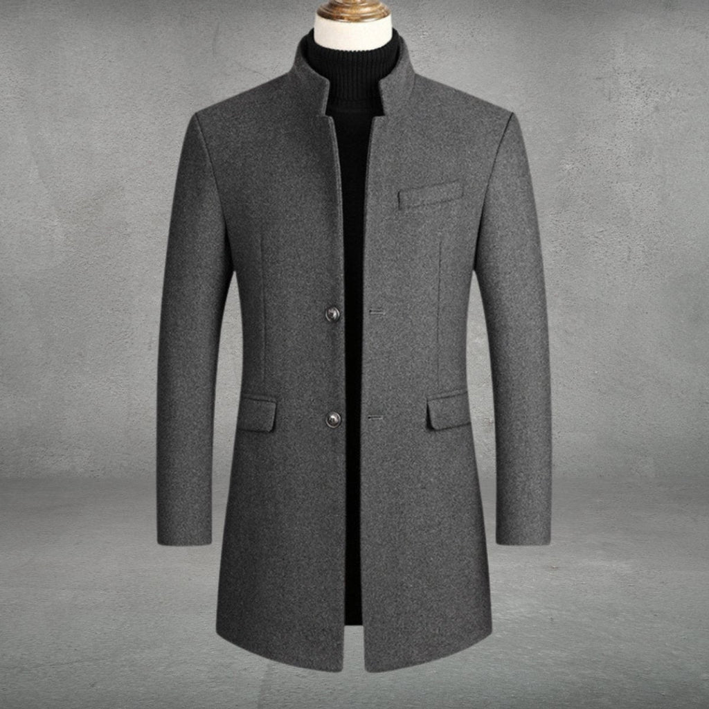 Men’s Stand Collar Slim Fit Tailored Overcoat