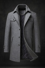 Men's Double Collar Quilted Lined Tailored Overcoat