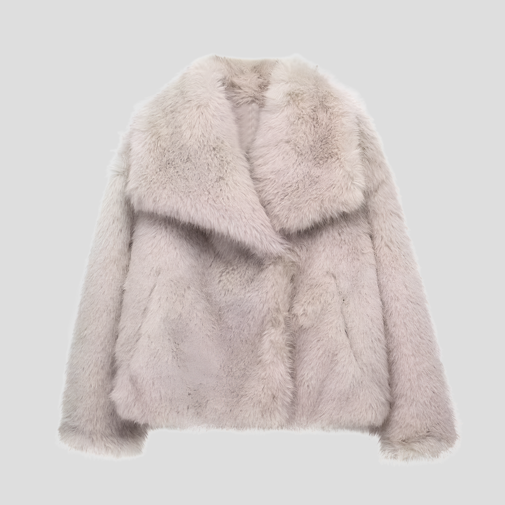 Women’s Oversized Collar Faux Fur Short Coat