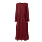 Women’s Lace Trim Long Sleeve Maxi Dress