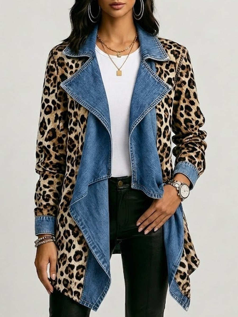 Women’s Longline Jacket with Denim Trim