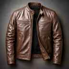Men’s Vintage Burnished Faux Leather Racer Jacket