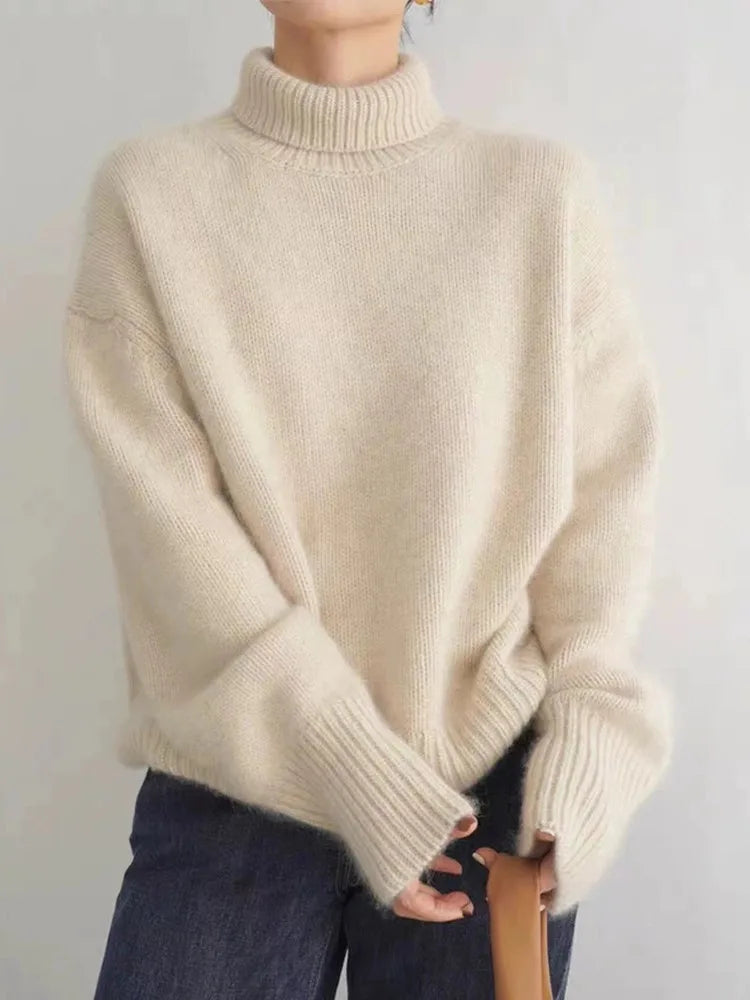 Women's Oversized Soft Knit Turtleneck Sweater