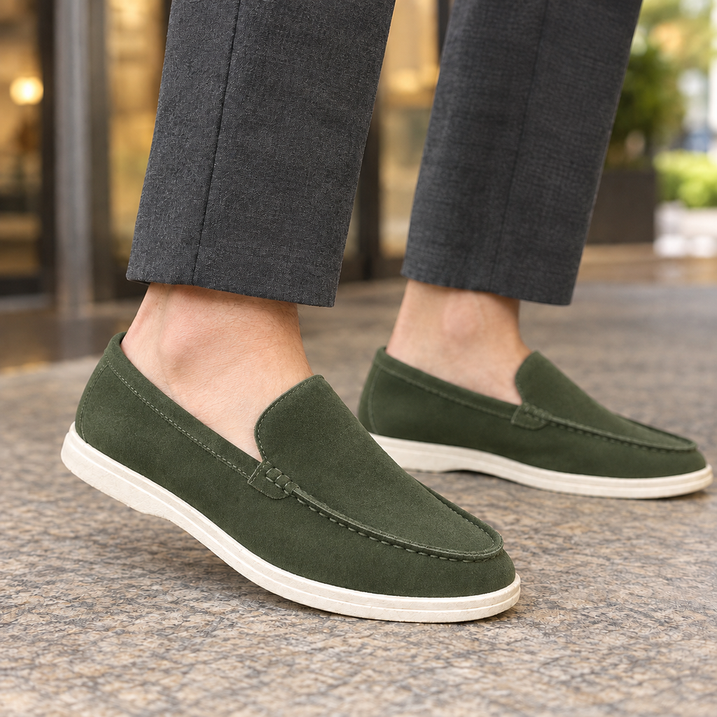 Men’s Faux Suede Slip-On Loafers with Lightweight Sole