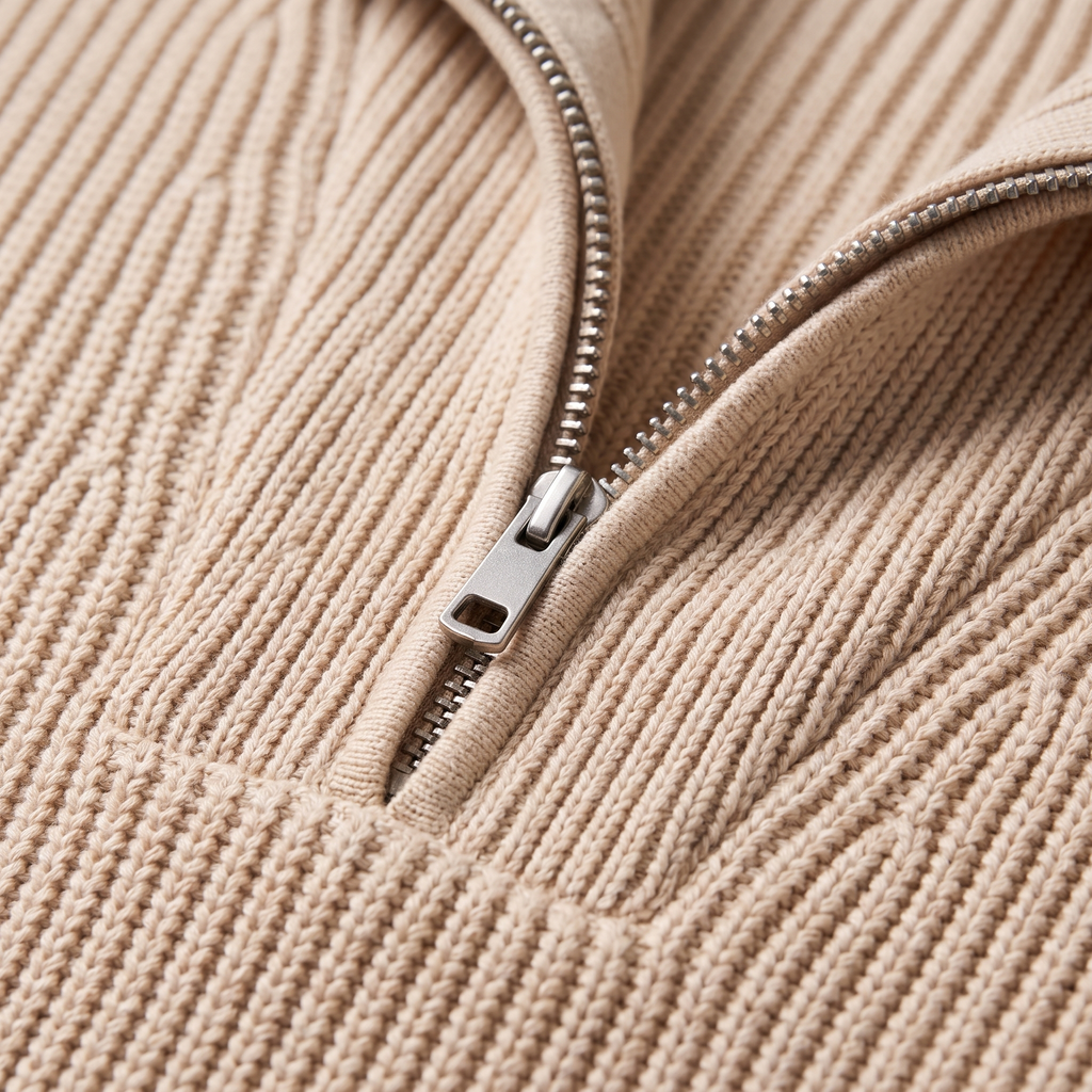 Men's Classic Ribbed Knit Quarter-Zip Sweater