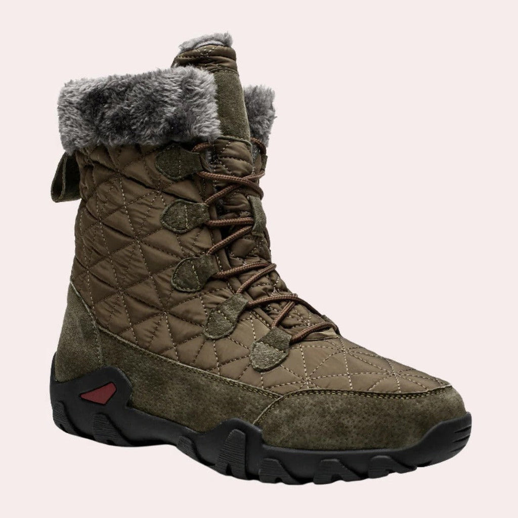 Men’s Faux Fur Lined Quilted Lace-Up Winter Snow Boots