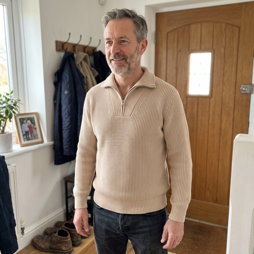 Men's Classic Ribbed Knit Quarter-Zip Sweater